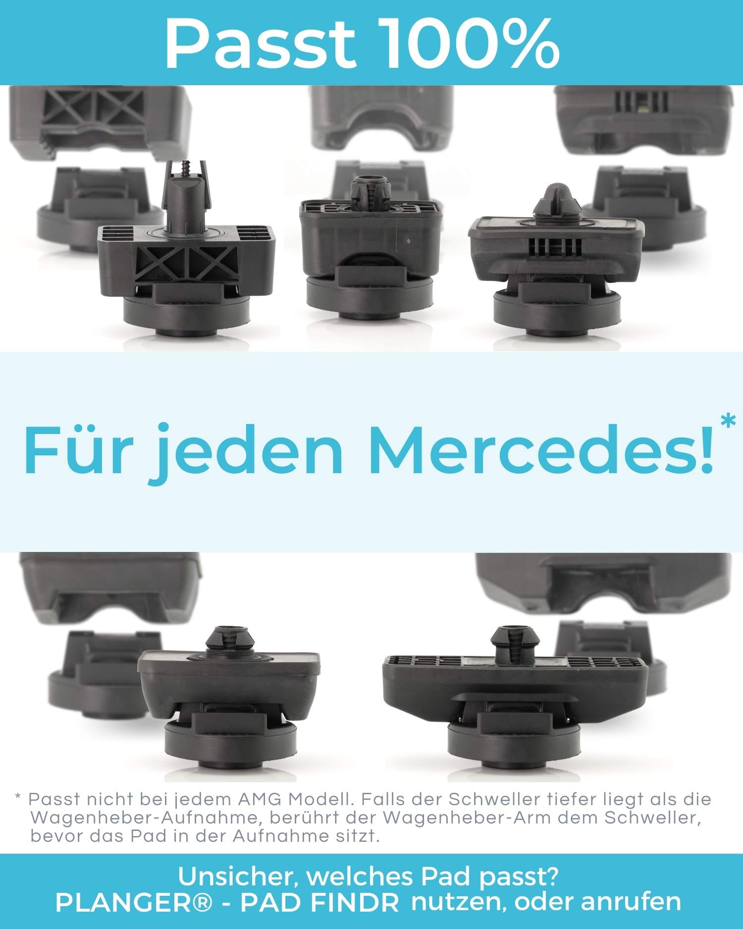 Universal Wagenheber-Ständer, Gummi-Pads, schwarz, Gummi, Schlitz,  Bodenheber-Pad, Rahmenschienenadapter für BMW, Audi, Benz, Skoda, 2 Stück