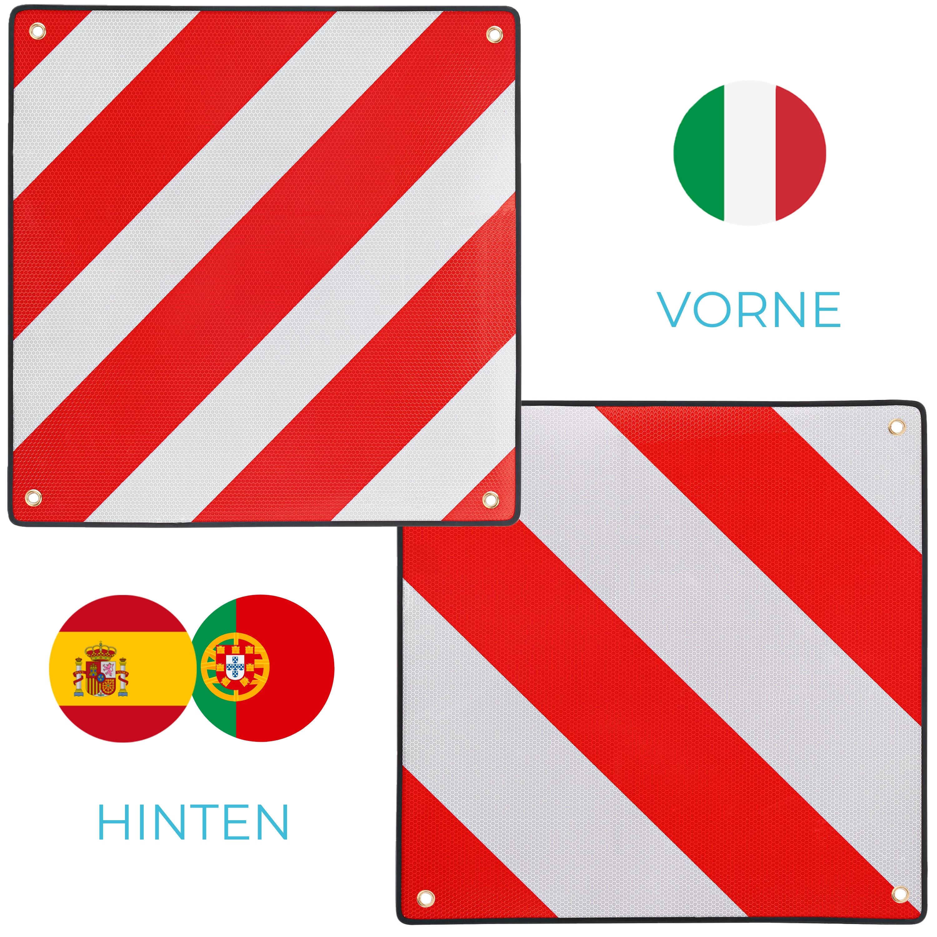 Warntafel Italien - Spanien - Portugal (50 x 50 cm)